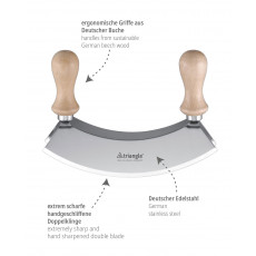 triangle rocking knife 17.5 cm double-edged - stainless steel - wooden handles