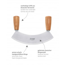 triangle Soul rocking knife 23 cm single-edged hardened - stainless steel - handles made of core ash