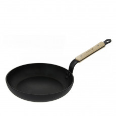 de Buyer 2-piece frying pan set 28 cm - non-stick pan & seasoned iron pan - with wooden handle covers