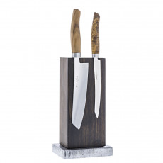 Blockwerk 6-piece magnetic knife block - smoked oak wood with steel base