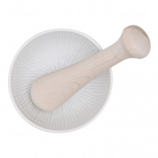 KAI Select 100 porcelain mortar and wooden pestle