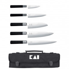 KAI Wasabi Black Knife Set Europe - 5 knives with knife bag