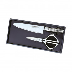 Global GK-2210 knife set 2-piece with chef's knife 20 cm & kitchen scissors 21 cm - Cromova 18 steel