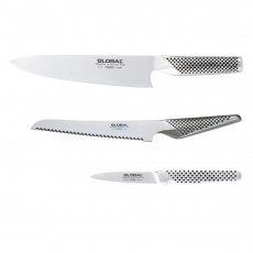 Global G-26115R Knife Set 3-piece - Cromova 18 Steel