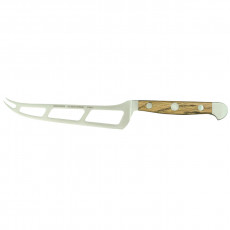 Güde Alpha Barrel Oak Soft Cheese Knife 15 cm serrated - CVM steel - handle scales made of wine barrel oak wood