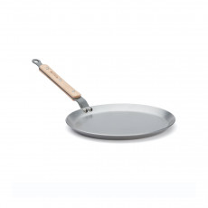 de Buyer Mineral B Bois Crêpes Pan 24 cm - Iron with Beeswax Coating - Ribbon Steel Handle with Wooden Handle Scales