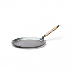 de Buyer Mineral B Bois Crêpes Pan 26 cm - Iron with Beeswax Coating - Ribbon Steel Handle with Wooden Handle Scales