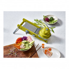 de Buyer Mandoline Swing Plus green with horizontal double blade and Julienne double blade