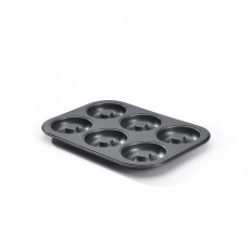 de Buyer baking sheet for 6 mini savarins 8 cm - steel with non-stick coating