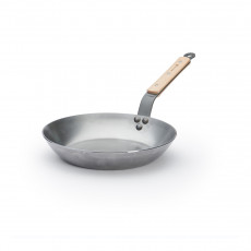 de Buyer Mineral B Bois Pan 26 cm - Iron with Beeswax Coating - Band Steel Handle with Wooden Handle Scales