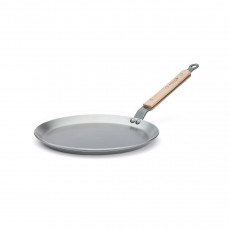 de Buyer Mineral B Bois Crêpes Pan 24 cm - Iron with Beeswax Coating - Ribbon Steel Handle with Wooden Handle Scales