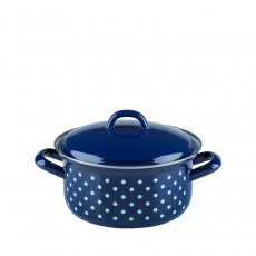 Riess Country Dirndl - Polka Dot Blue Casserole 16 cm / 1.0 L with Lid - Enamel