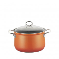 Riess Nouvelle Corall Meat Pot with Glass Lid 16 cm / 1.5 L - Enamel