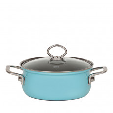 Riess Nouvelle Crystal Blue Casserole with Glass Lid 20 cm / 2.0 L - Enamel