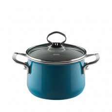 Riess Nouvelle Aquamarin extra strong meat pot with glass lid 16 cm / 2.0 L - enamel
