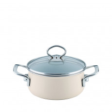 Riess Nouvelle Avorio extra strong casserole with glass lid 16 cm / 1.0 L - enamel