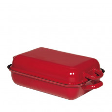 Riess Classic Color Red Frying Pan 32 x 22 cm with Lid - Enamel