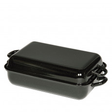 Riess Classic Baking and Roasting Pans Frying Pan 37x26 cm with Lid - Enamel