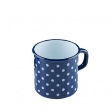 Riess Country Dirndl - Polka Dot Blue Pot with Rim 8 cm / 0.375 L - Enamel