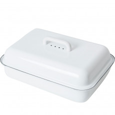 Riess Classic White Bread Box 37 x 26 cm with Lid - Enamel