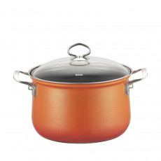 Riess Nouvelle Corall Meat Pot with Glass Lid 20 cm / 3.5 L - Enamel