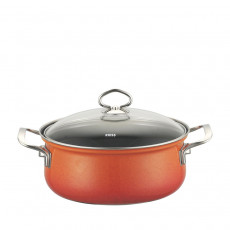 Riess Nouvelle Corall Casserole with Glass Lid 20 cm / 2.0 L - Enamel