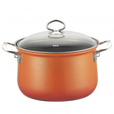 Riess Nouvelle Corall Meat Pot with Glass Lid 24 cm / 6.0 L - Enamel