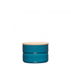 Riess Kitchen Management Storage Can 0.23 L Silent Blue - Enamel with Ash Wood Lid