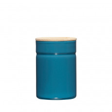 Riess Kitchen Management Storage Can 0.525 L Silent Blue - Enamel with Ash Wood Lid