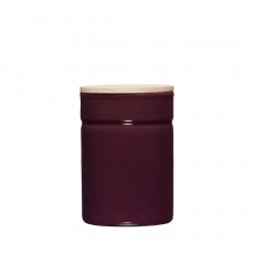 Riess Kitchen Management Storage Can 0.52 L Dark Aubergine - Enamel with Ash Wood Lid