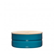 Riess Kitchen Management Storage Can 0.615 L Silent Blue - Enamel with Ash Wood Lid