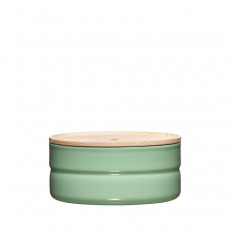 Riess Kitchen Management Storage Can 0.615 L Slow Green - Enamel with Ash Wood Lid