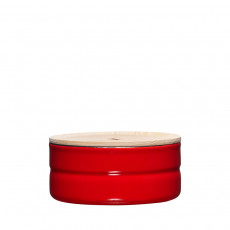 Riess Kitchen Management Storage Can 0.615 L Fresh Tomato - Enamel with Ash Wood Lid