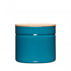 Riess Kitchen Management Storage Can 1.35 L Silent Blue - Enamel with Ash Wood Lid