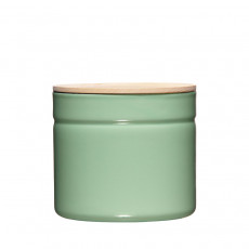 Riess Kitchen Management Storage Can 1.35 L Slow Green - Enamel with Ash Wood Lid