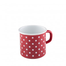 Riess Country Red Polka Dot Cup / Pot with Flanging 8 cm / 0.375 L - Enamel
