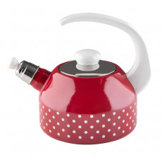 Riess Country Red Polka Dot Water Kettle 18 cm / 2.0 L with Whistle - Enamel