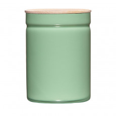Riess Kitchen Management Storage Can 2.25 L Slow Green - Enamel with Ash Wood Lid