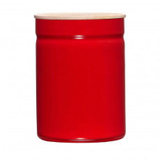 Riess Kitchen Management Storage Can 2.25 L Fresh Tomato - Enamel with Ash Wood Lid