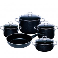 Riess Nouvelle Black Magic Extra Strong 5-Piece Cookware Set - Enamel
