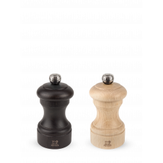 Peugeot Bistro Duo Pepper + Salt Mill 10 cm Beechwood Chocolate + Natural - Steel Grinder