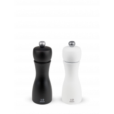 Peugeot Tahiti Duo Pepper and Salt Mill 15 cm Beech Wood Black & White Matte - Steel Grinder