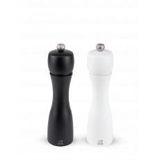 Peugeot Tahiti Duo Pepper & Salt Mill 20 cm Beech Wood Black & White Matte - Steel Grinder