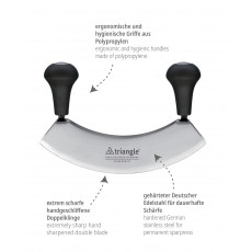 triangle rocking knife 14 cm double-edged hardened - stainless steel - plastic handles