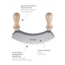 triangle rocking knife 14 cm double-edged - stainless steel - wooden handles