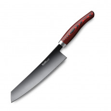 Nesmuk Janus chef's knife 24 cm - niobium steel with DLC coating - handle Micarta red