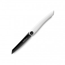 Nesmuk Janus Folder 8.9 cm - Niobium steel with DLC coating - Piano lacquer white handle