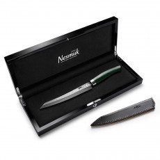 Nesmuk Exclusive C100 Damascus Slicer 16 cm - Micarta green handle