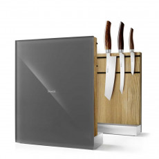 Nesmuk magnetic knife holder - oak - grey glass front - unstocked