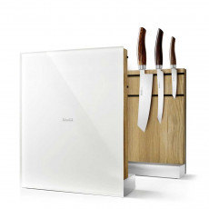 Nesmuk knife holder magnetic - oak - white glass front - not equipped
